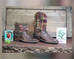 Size 37 - Blunt Toe Cowgirl Bling - Brown Geometrics
