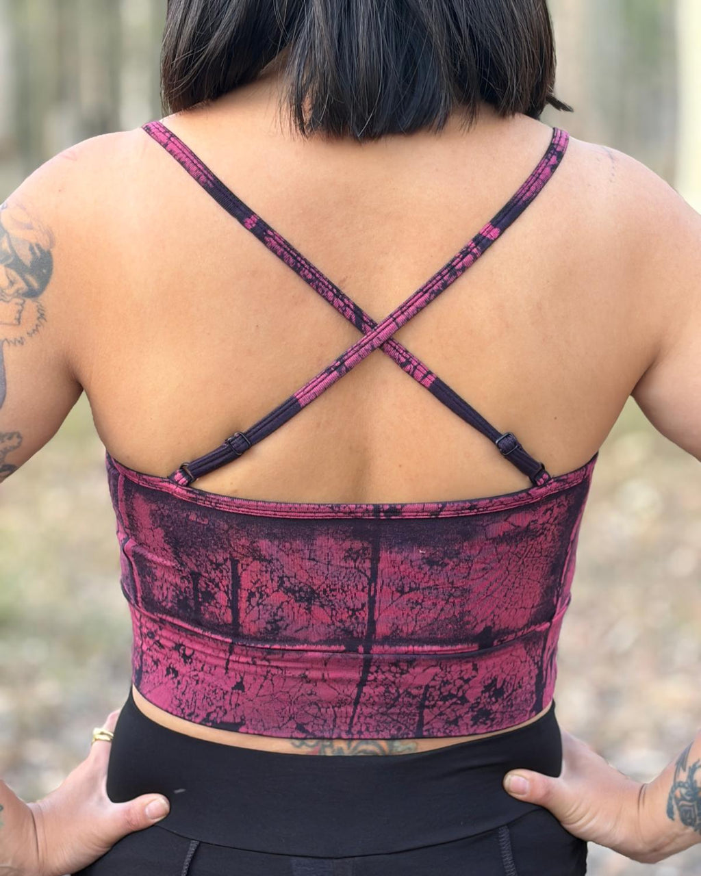 Dewdrop Bralette - Hot Pink - Vein Print