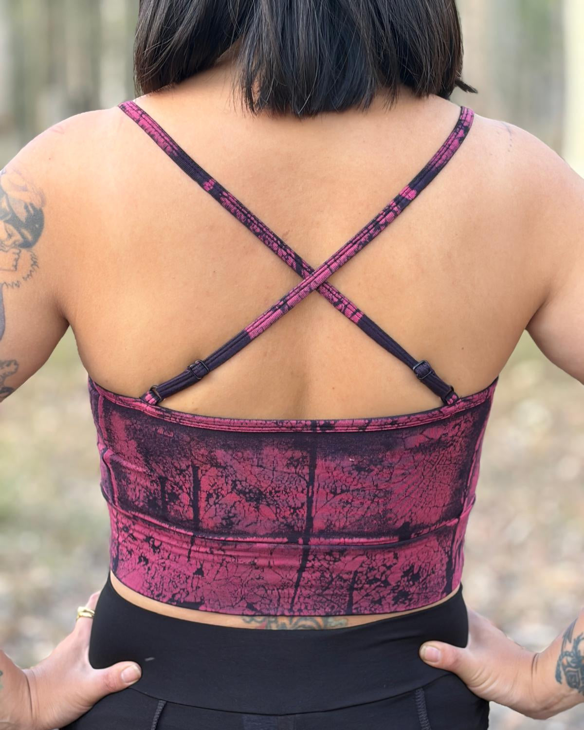 Dewdrop Bralette - Hot Pink - Vein Print