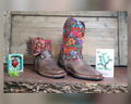 Size 40 - Blunt Toe Cowgirl Bling - Flower Rust