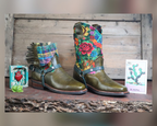 Size 41 - Blunt Toe Cowgirl Bling -Light Green