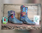 Size 41 - Blunt Toe Cowgirl Bling -Mustard Flowers
