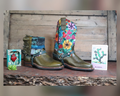 Size 37 - Blunt Toe Cowgirl Bling - Olive Green