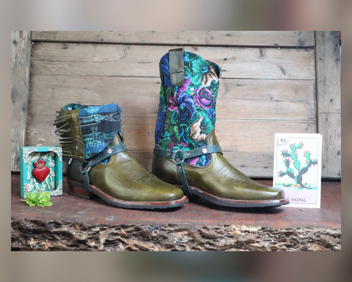 Size 41 - Blunt Toe Cowgirl Bling -Olive  Green
