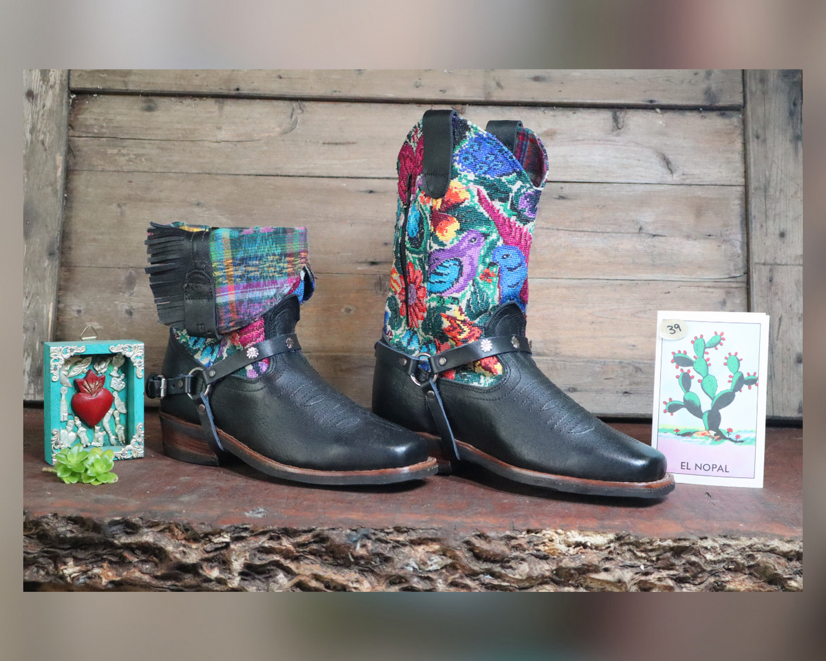 Size 39 - Blunt Toe Cowgirl Bling -Rainbow Birds