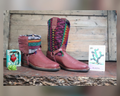 Size 40 - Blunt Toe Cowgirl Bling - Rainbow Zigzags