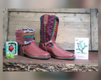 Size 40 - Blunt Toe Cowgirl Bling - Rainbow Zigzags