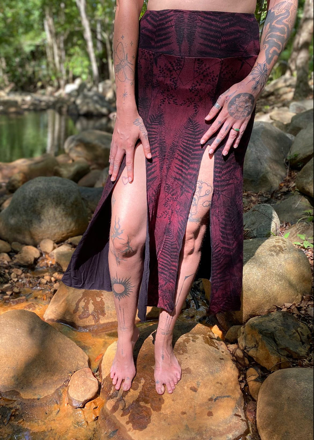 Fern Split Skirt - Crimson