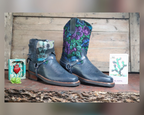 Size 42 - Blunt Toe Cowgirl Bling -Terquoise Blooms