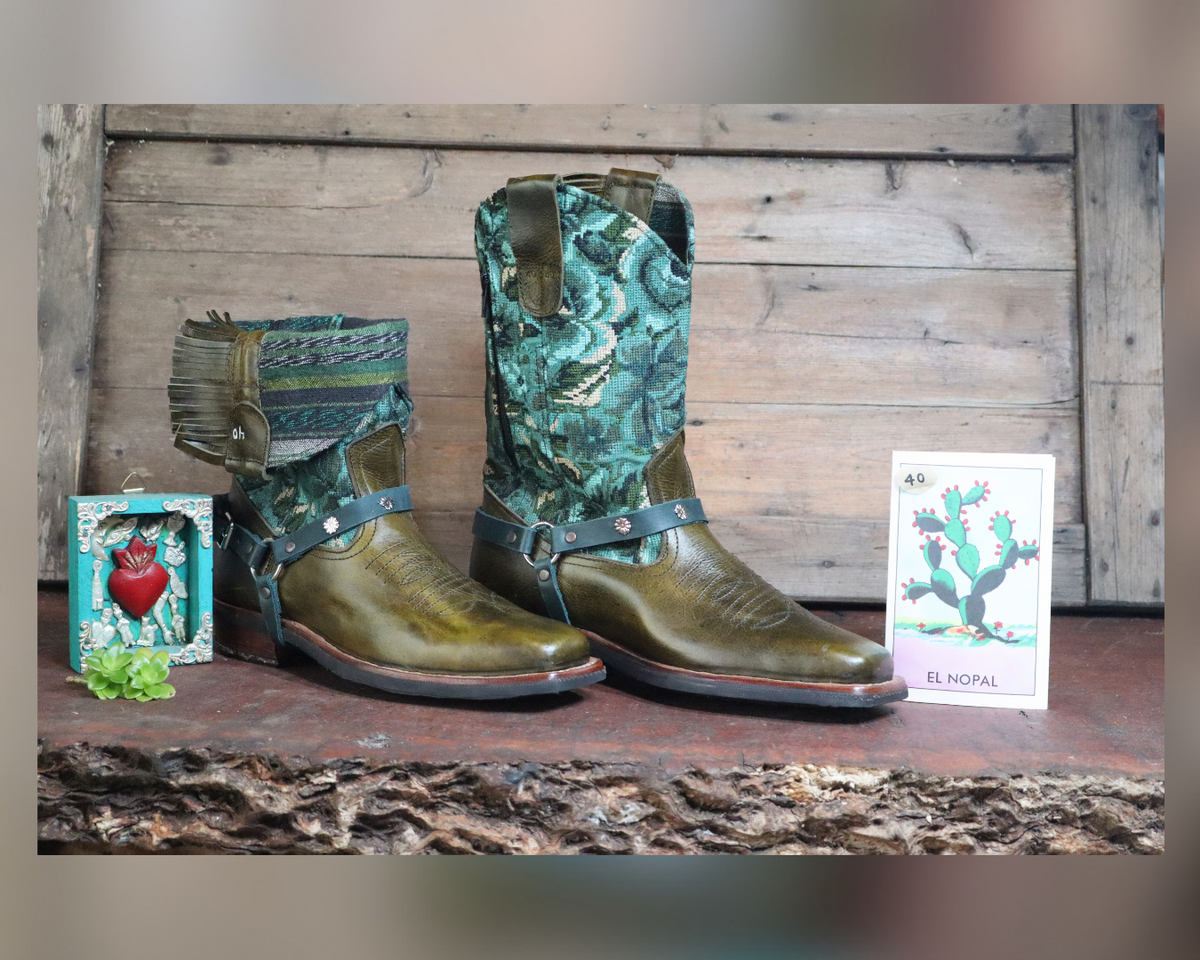 Size 40 - Blunt Toe Cowgirl Bling -Terquoise Garden