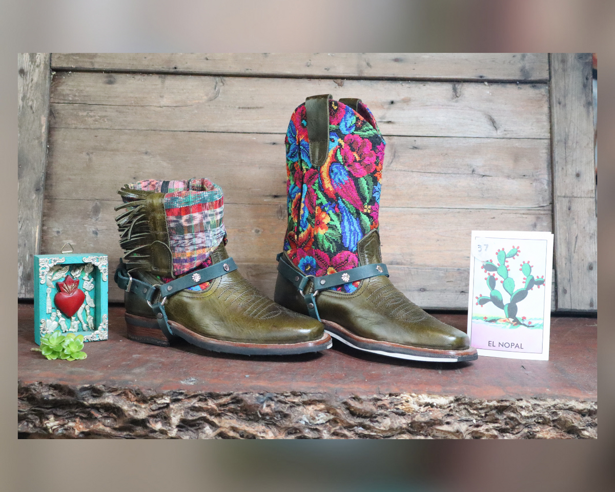 Size 37 - Blunt Toe Cowgirl Bling - Tropical Green
